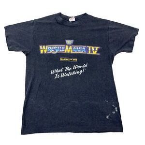 Vintage Wrestle Mania IV Shirt Men Large Black 80s Single Stitch Trump Tower